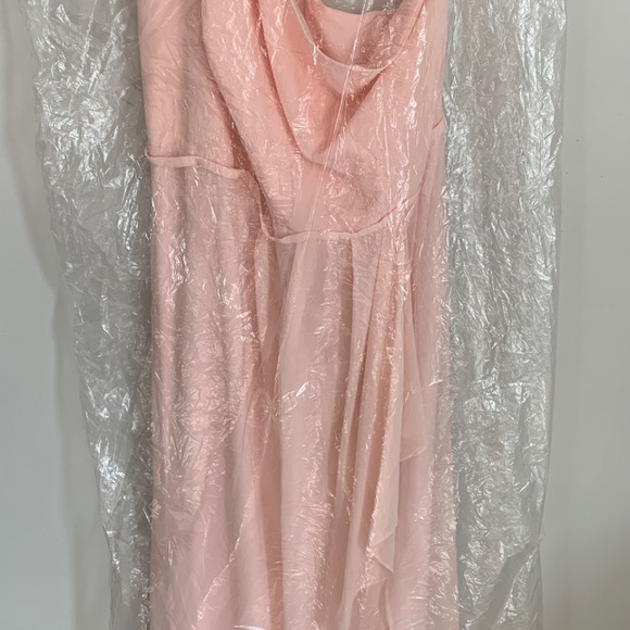 David’s Bridal Chiffon One-Shoulder Bridesmaid Dress Petal color - Picture 2 of 6